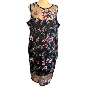 Calvin Klein Embroidered Sleeveless Illusion Sheath Dress Rosewood Women’s 16W